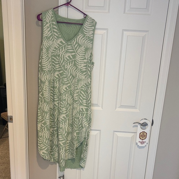 Natural Reflections Mint Leaf Print Midi Dress - Picture 1 of 4